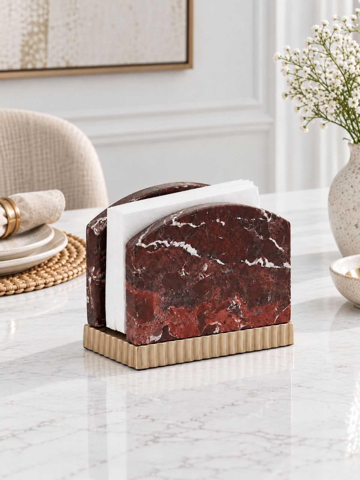Rosso Levanto Marble Étoile Napkin Holder - view 1