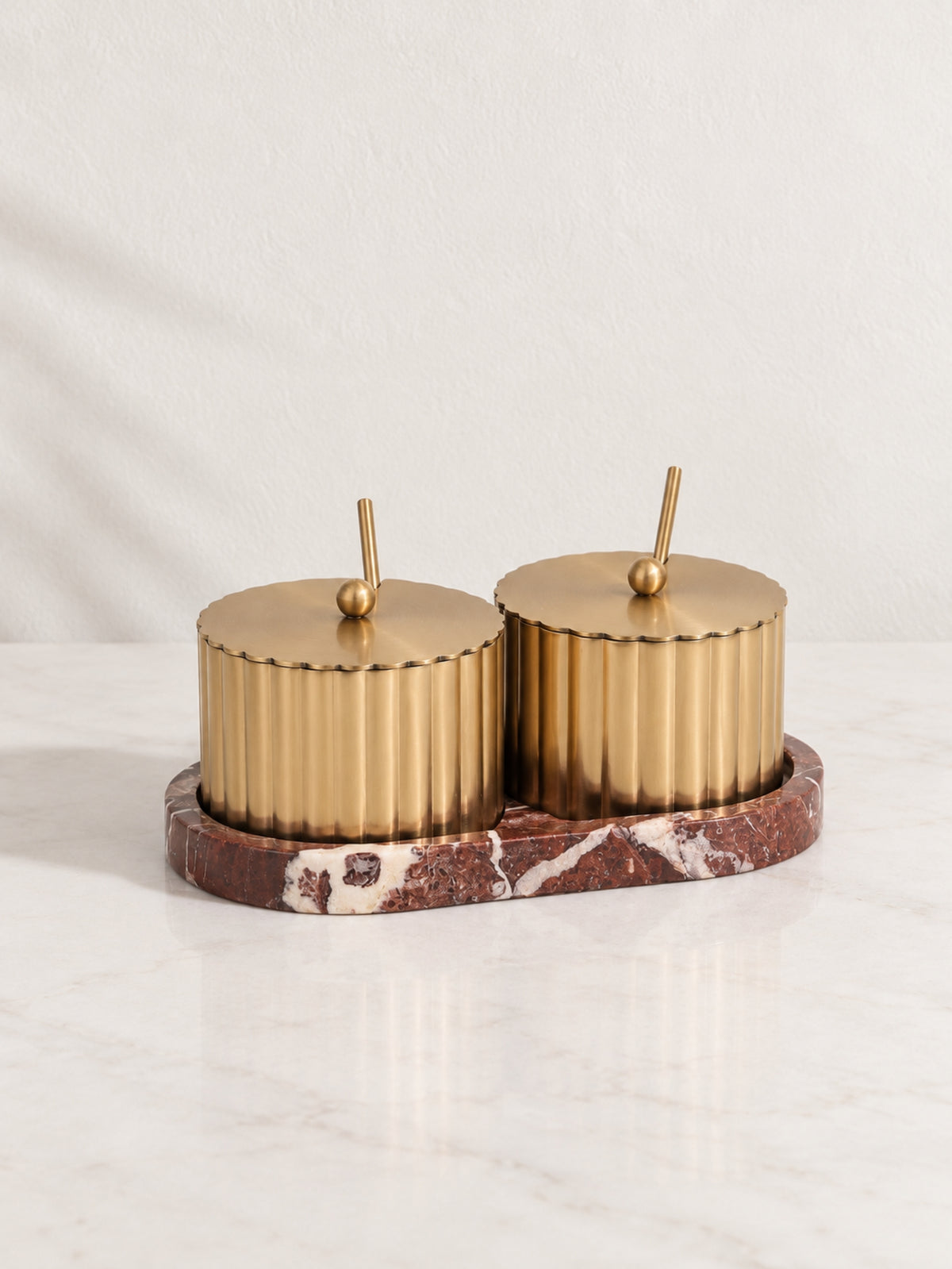 Rosso Levanto Marble Étoile Condiment Set - view 2