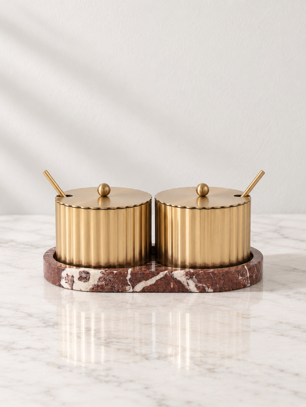Rosso Levanto Marble Étoile Condiment Set - view 3
