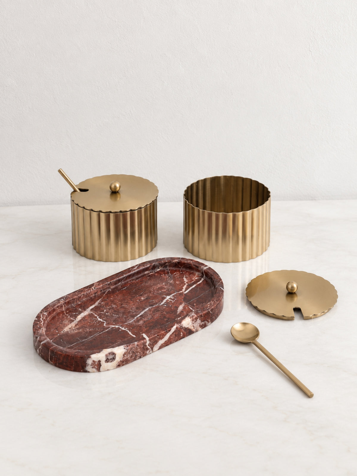 Rosso Levanto Marble Étoile Condiment Set - view 4