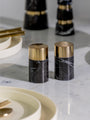 Black Marquina Salt & Pepper Shaker with Metal Top