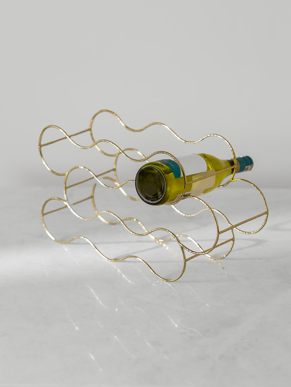 Golden Wave Wine Rack With Gold Finish