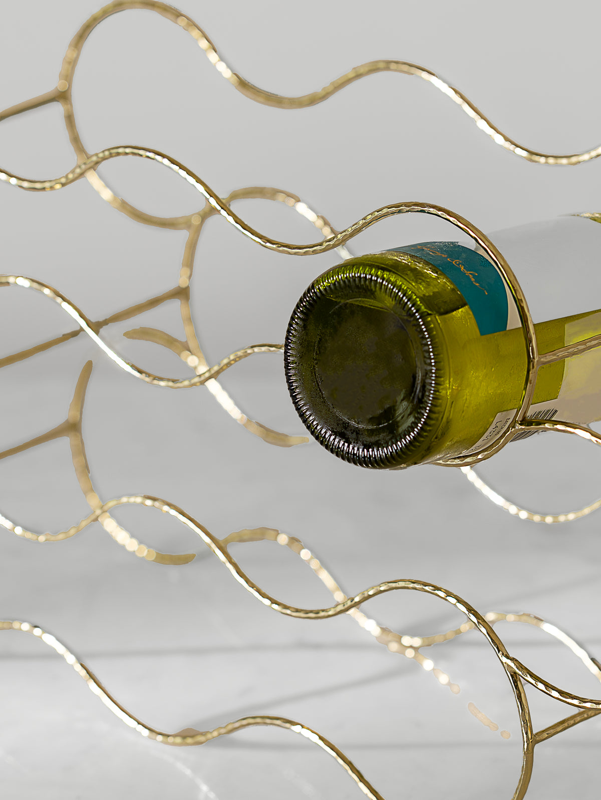 Golden Wave Wine Rack With Gold Finish