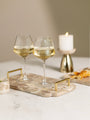Fossil Beige Marble Serving Tray with Brass Handles