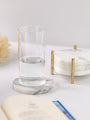 Italian Marble Coasters with Metal Stand (Set of 4 Coasters)