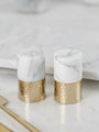 Italian Marble Salt & Pepper shaker with Hammered metal base