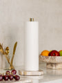 Fossil Beige Marble Tissue Roll Holder with Gold Stand