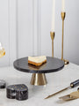 Black Marquina Marble Cake Stand With Brass Base