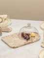 Fossil Beige Marble Cheese Dome with Clear Cover