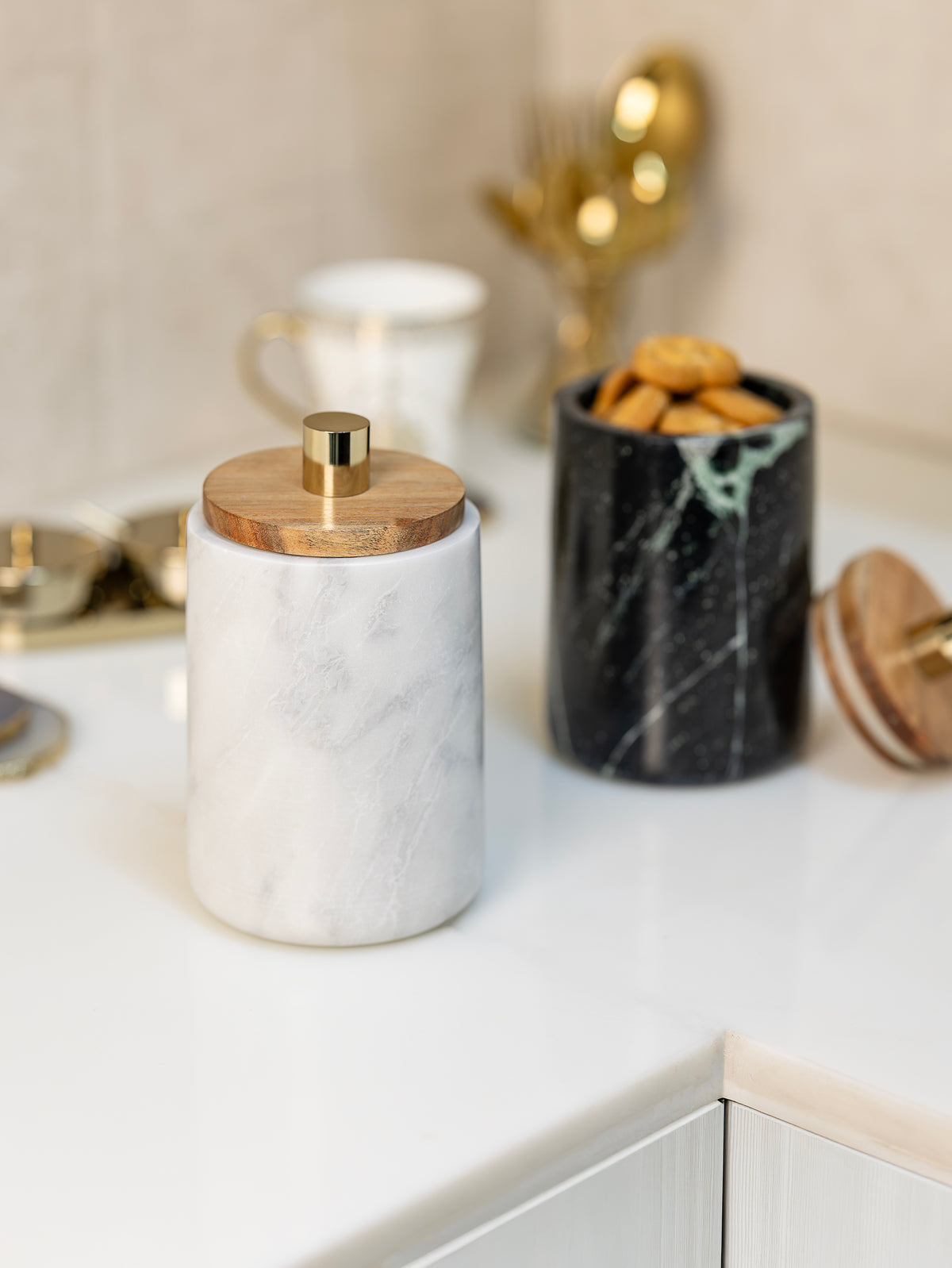 Italian Arabescato Marble Storage Jar - H-STW-0070A image 1