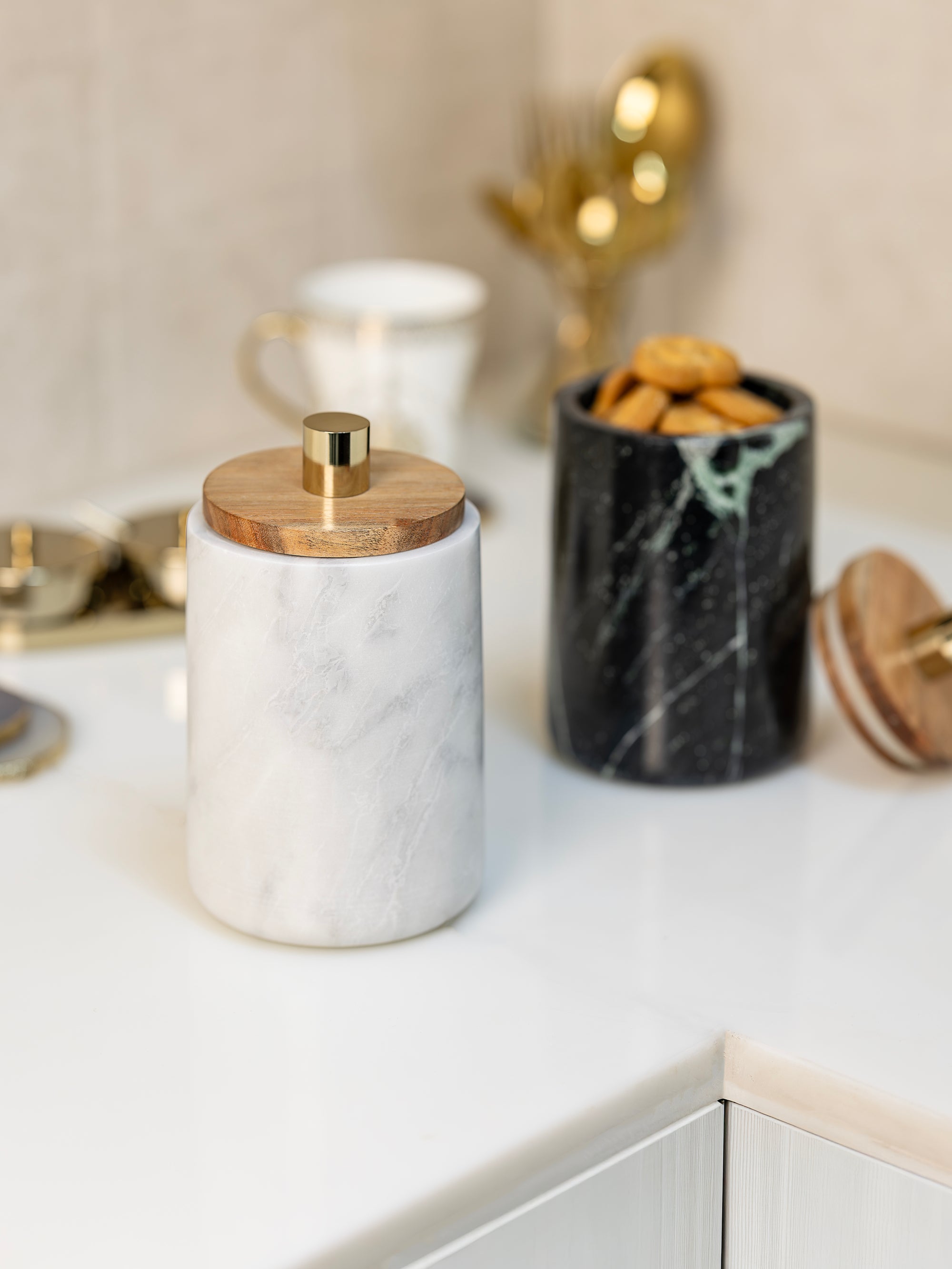 Italian Arabescato Marble Storage Jar - H-STW-0070A image 1