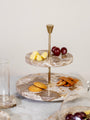 Fossil Beige Marble Two Tier Cake Stand