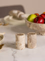 Fossil Beige Marble Salt and Pepper Cellar Set of 2