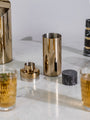Gold Finish Cocktail Shaker with Black Marquina Marble Lid