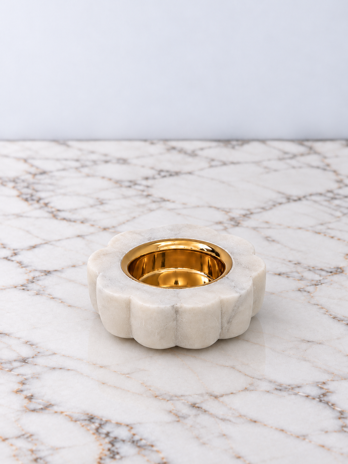 Bianca Bloom Marble T-Light Holder set of 2