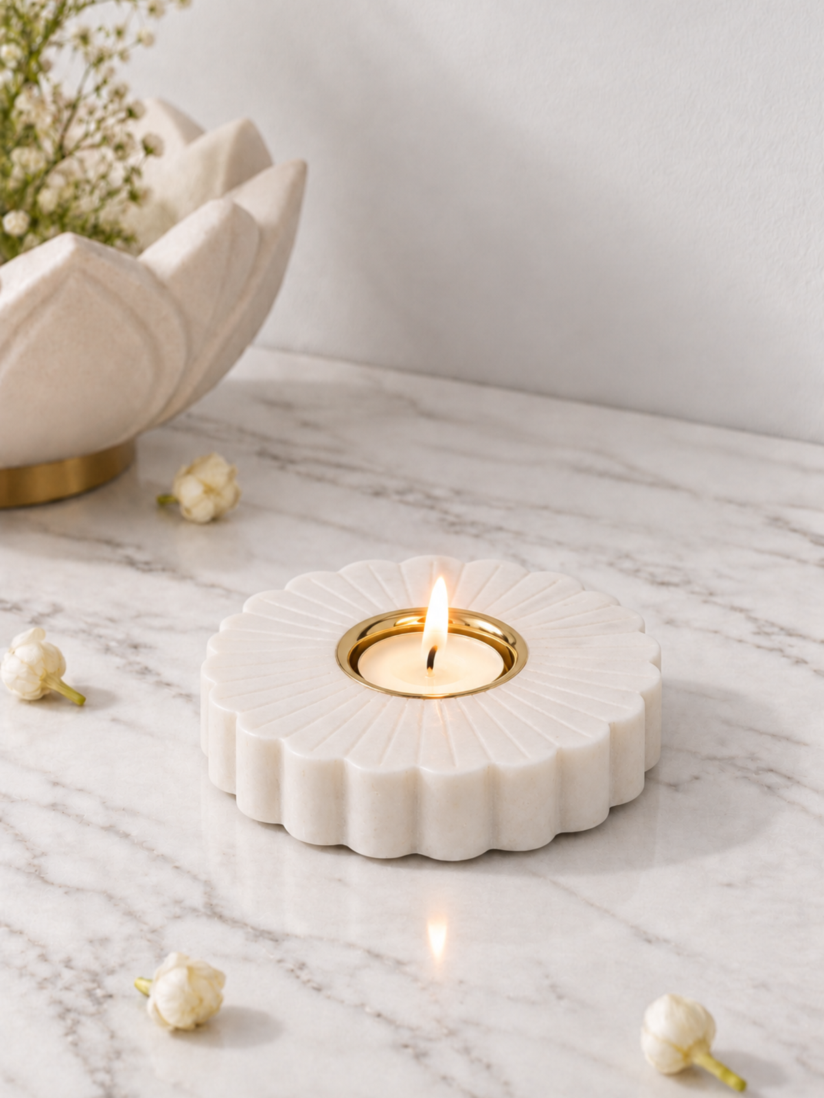 Bianca Fleur Marble T-Light Holder